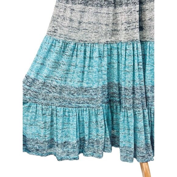Free People Beach Blue Tired Ruffle Hem Maxi Slip Dress - Picture 11 of 13